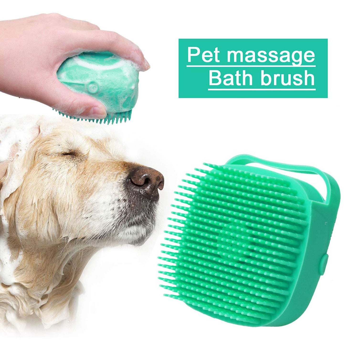 Pet Dog and Cat Shampoo Massager Brush – Soft Silicone Grooming Comb for Effective Bathing