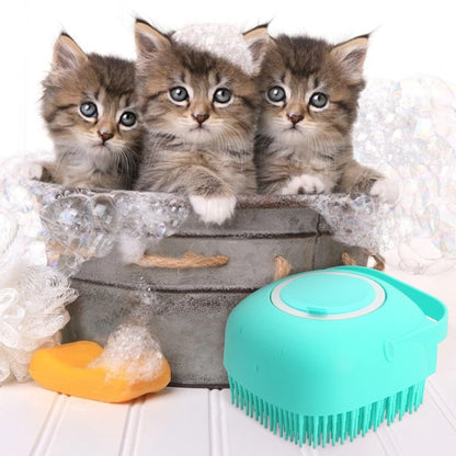 Spazzola massaggiante per shampoo per cani e gatti - Pettine per toelettatura in morbido silicone per un bagno efficace