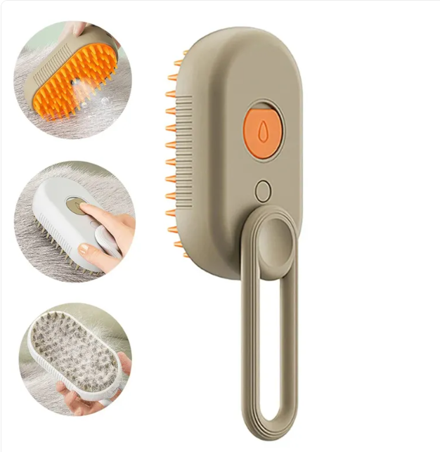 3-in-1 Electric Pet Steam Brush – Grooming, Hair Removal, Massage