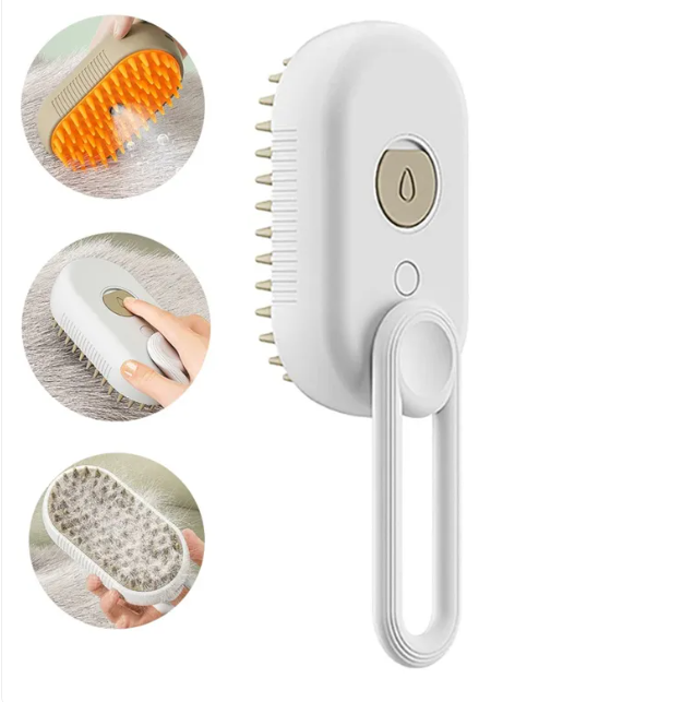 3-in-1 Electric Pet Steam Brush – Grooming, Hair Removal, Massage