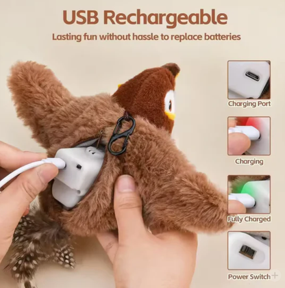 Interactive Cat Plush Toy – USB Rechargeable Flapping Bird Toy for Indoor Cats