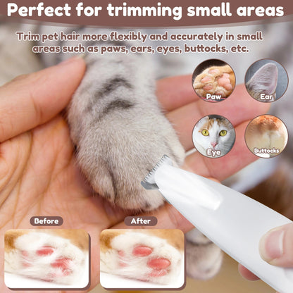 Waterproof Dog & Cat Paw Trimmer with LED Light – Precision Grooming Clippers